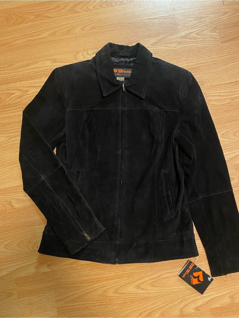 Suede leather jacket size small black
